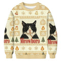 Cat Smoking Meowoboro Cigarette Ugly Christmas Sweater Funny Cat Meme Xmas Jumpers - Otakuforge