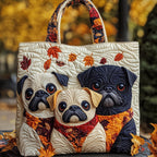 Pug Charm Quilted Tote Bag Cute Work Tote Stocking Stuffers For Mom - Otakuforge