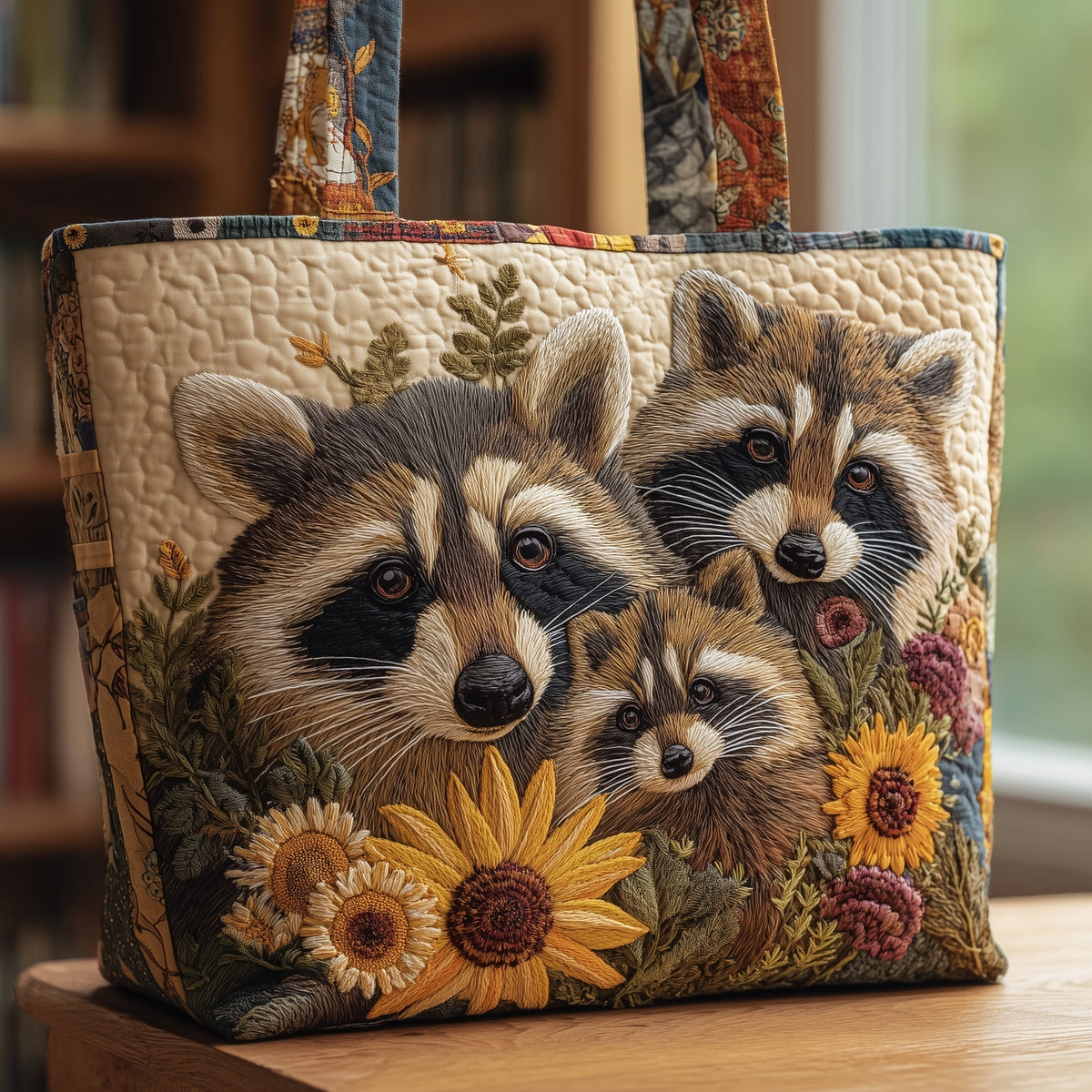 Raccoons Quilted Tote Bag Cute Tote Bags For Women Funny Raccoon Gifts - Otakuforge