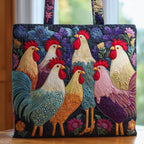 Funky Chicken Quilted Tote Bag Rooster Pattern Animal Tote Bag Chicken Lover Gifts - Otakuforge