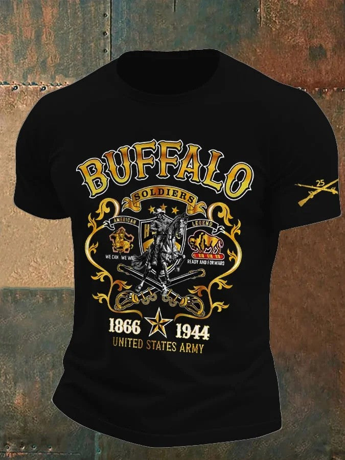 Buffalo Soldier 1866 1944 T-Shirt US Army Black Soldiers Tee Gifts For Retired Army Veterans - Otakuforge