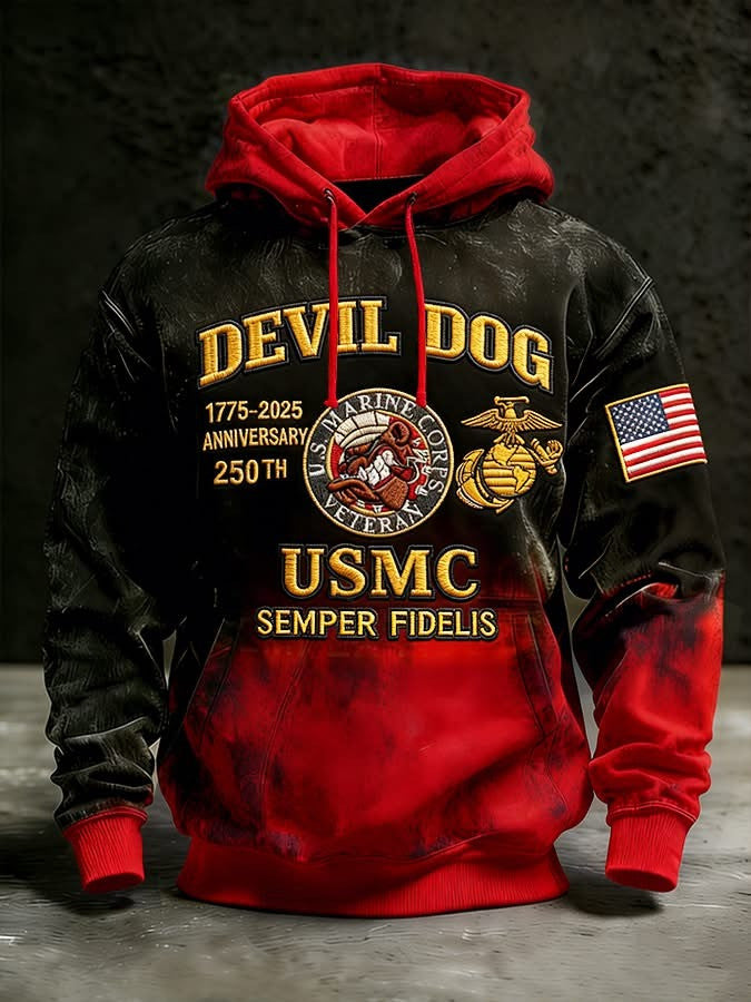USMC Devil Dogs Marines 250Th Anniversary 1775 2025 Hoodie Marine Corps Veteran Clothing - Otakuforge