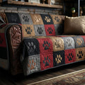 Pawprint Rustic Quilted Sofa Cover Best Couch Covers Gifts Ideas For Dog Lovers - Otakuforge