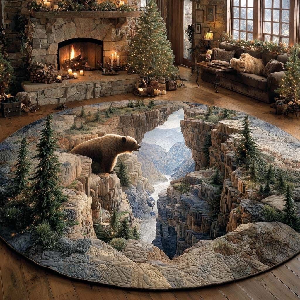 Bear Whisperer Quilted Round Mat Round Rugs Large Gifts For Wildlife Lovers - Otakuforge