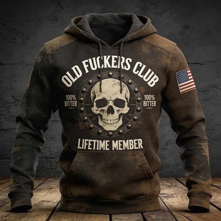 100 Bitter Old Fuckers Club Lifetime Member Vintage Hoodie Funny Cool Sayings Clothing - Otakuforge