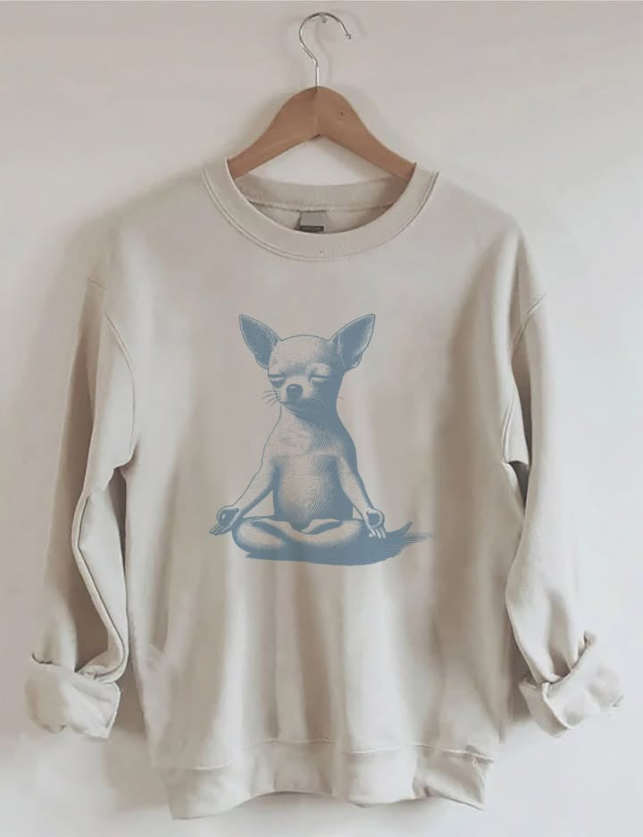 Chihuahua Yoga Meditation Sweatshirt Dog Yoga Lotus Position Sweatshirt Chihuahua Lover Gifts - Otakuforge