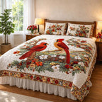 Cardinal Love Dance Quilted Bedding Set Bedroom Decorations Gifts For Cardinal Lovers - Otakuforge