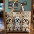 Shih Tzu Quilted Tote Bag Vintage Paw Bag Best Gifts For Shih Tzu Lovers For Her - Otakuforge