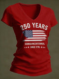 America 250 Years Semiquincentennial V-Neck Shirt Independence Day Clothes Fourth Of July Gifts - Otakuforge