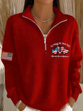 On Fridays We Wear Red Quarter Zip Sweatshirt Women's Remember Everyone Deployed Apparel - Otakuforge