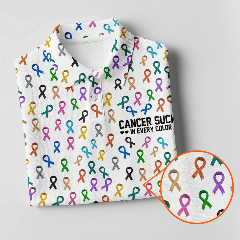 Cancer Sucks In Every Color Golf Polo Shirt Cancer Survivor Shirt Gifts For Golfers - Otakuforge