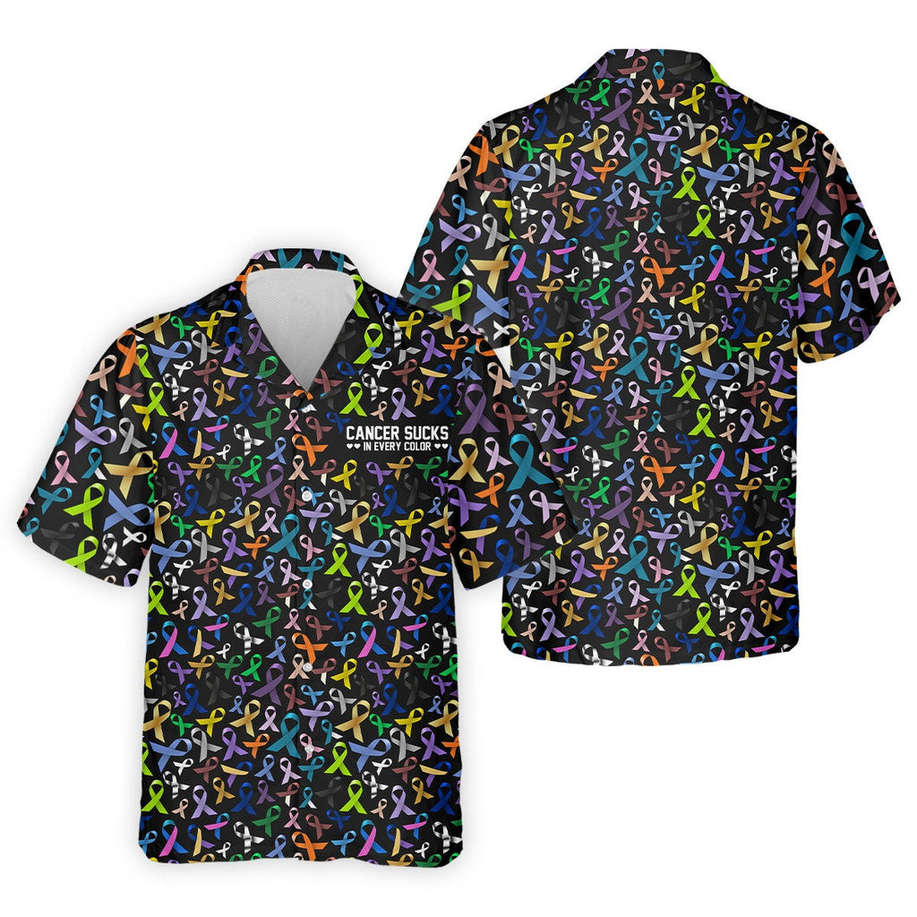 Cancer Sucks In Every Color Golf Polo Shirt Cancer Awareness Apparel Gifts For Grandpa - Otakuforge