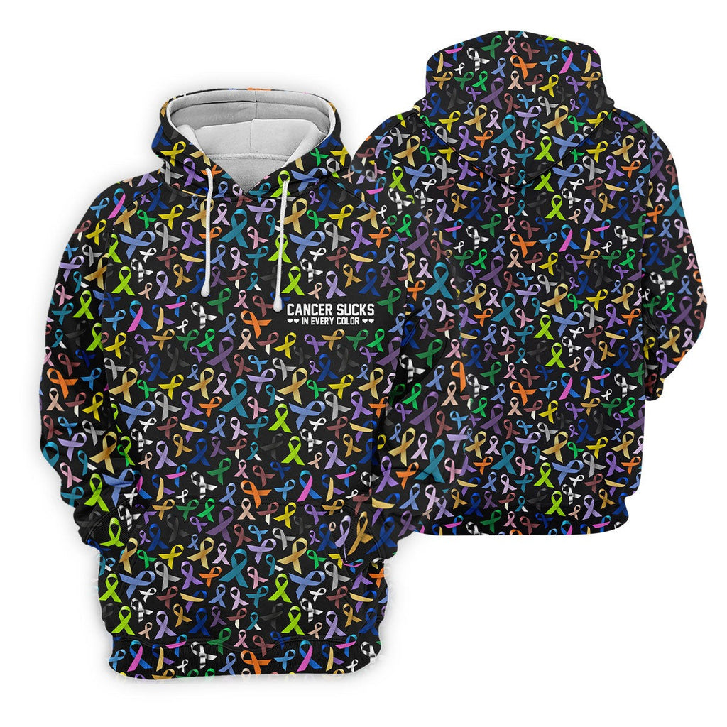 Cancer Sucks In Every Color Golf Polo Shirt Cancer Awareness Apparel Gifts For Grandpa - Otakuforge
