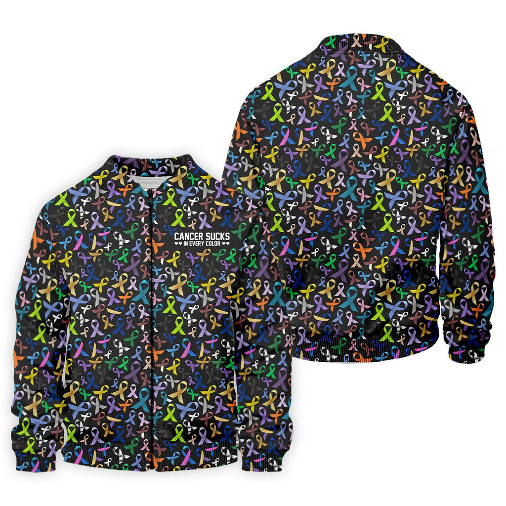 Cancer Sucks In Every Color Golf Polo Shirt Cancer Awareness Apparel Gifts For Grandpa - Otakuforge