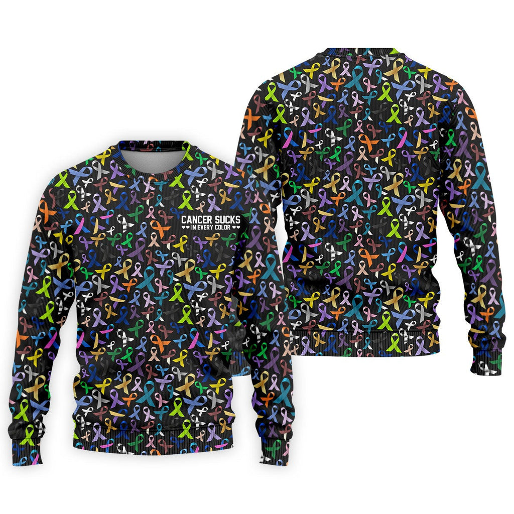 Cancer Sucks In Every Color Golf Polo Shirt Cancer Awareness Apparel Gifts For Grandpa - Otakuforge