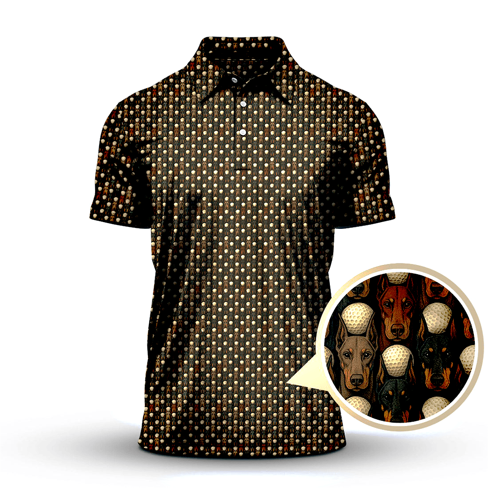 Doberman Pattern Golf Polo Shirt Dog Golf Polos Unique Gifts For Doberman Lovers - Otakuforge