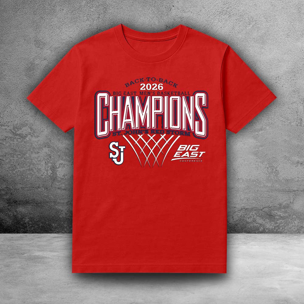 St John's Red Storm Men's Basketball Merch 2026 Big East Regular Season Champions Shirt - Otakuforge