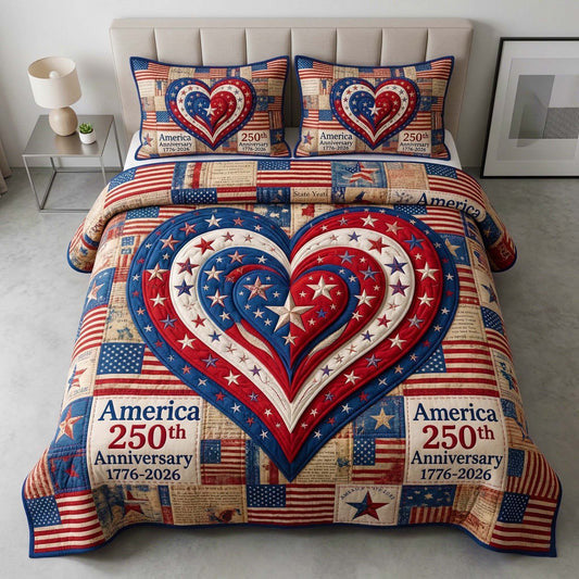 America 250Th Anniversary Quilt Bedding Set 4Th Of July Home Decor Gift For Patriots - Otakuforge