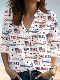USA 250 Years Semiquincentennial Button Up Long Sleeve Shirt Outfit For 4th Of July - Otakuforge