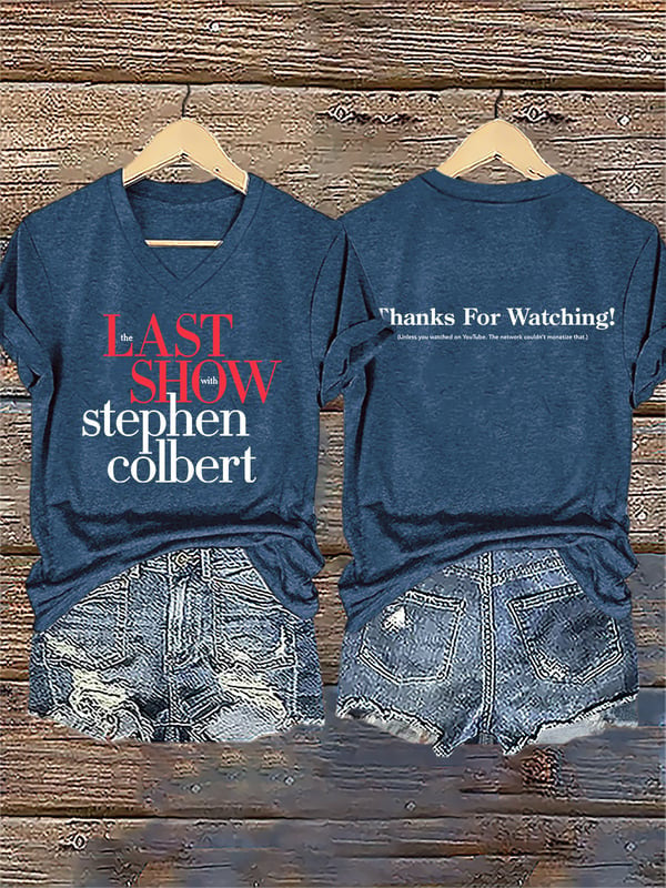 The Last Show With Stephen Colbert V-Neck Shirt Colbert Final Show Apparel Fans Gifts - Otakuforge
