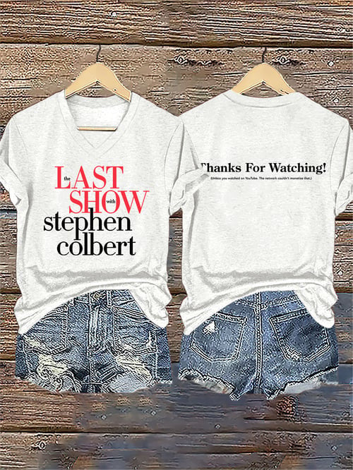 The Last Show With Stephen Colbert V-Neck Shirt Colbert Final Show Apparel Fans Gifts - Otakuforge