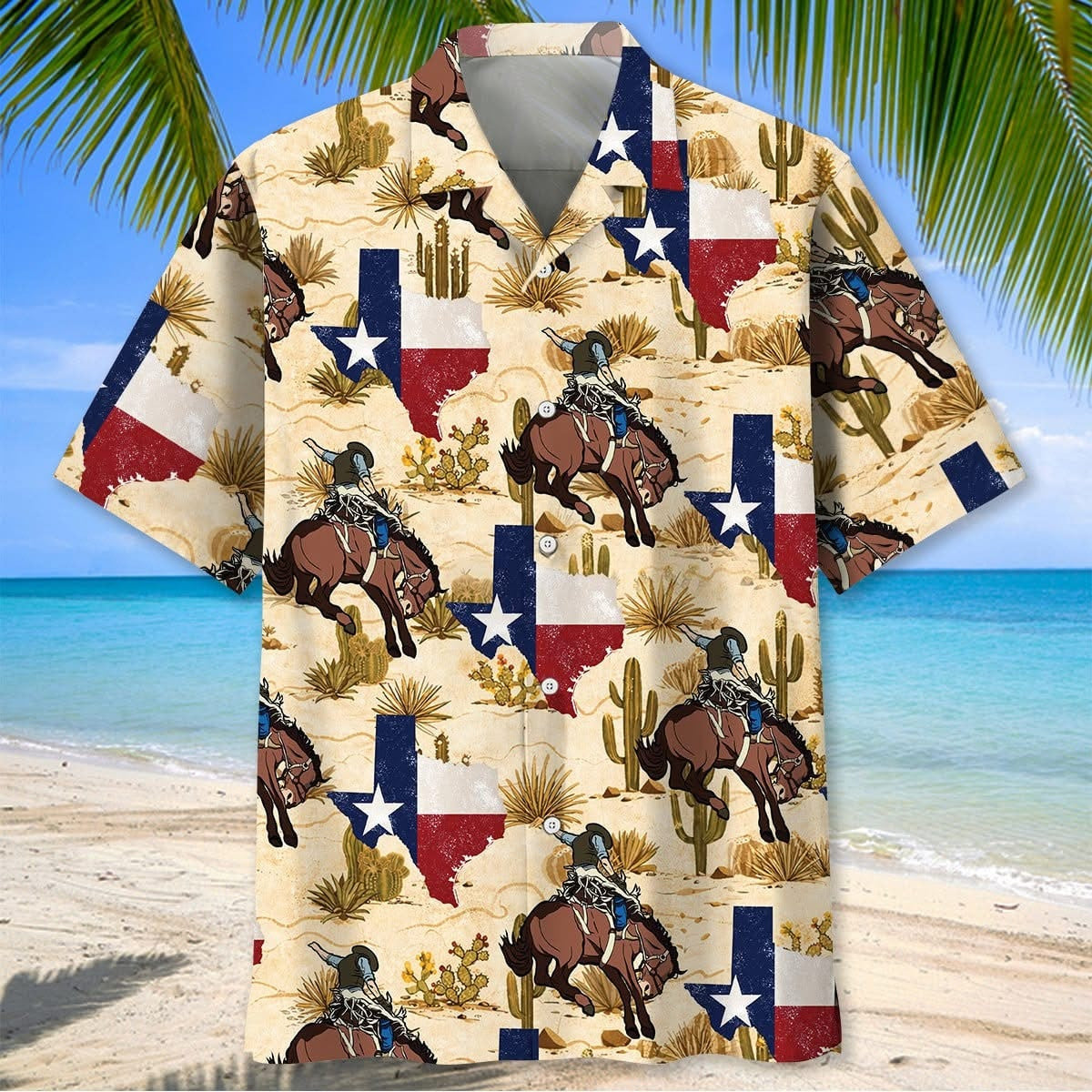 Texas Flag Map Hawaiian Shirt Texas Cowboy Bronc Rider Beach Merch Gift For Summer Holiday - Otakuforge