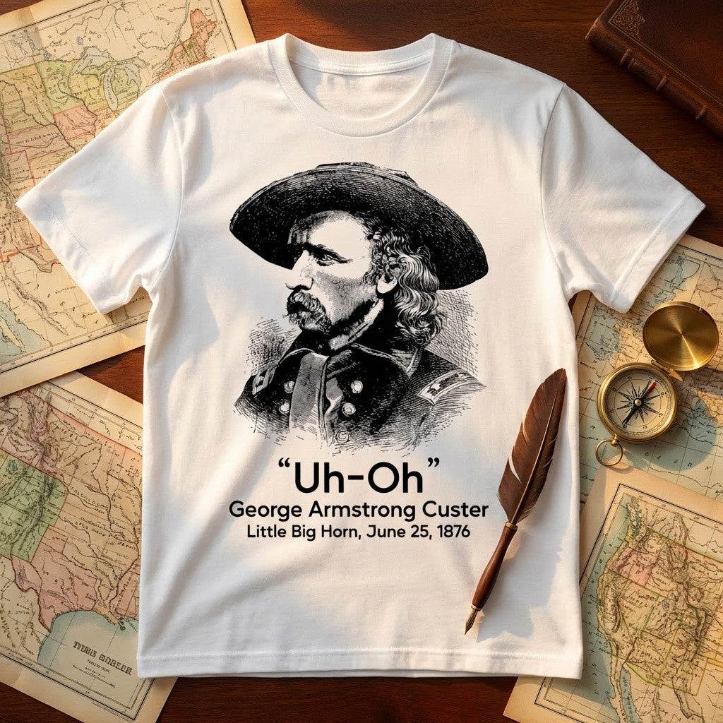 George Armstrong Custer Uh-Oh T-Shirt Little Big Horn June 25 1876 Merch Gift For Men - Otakuforge