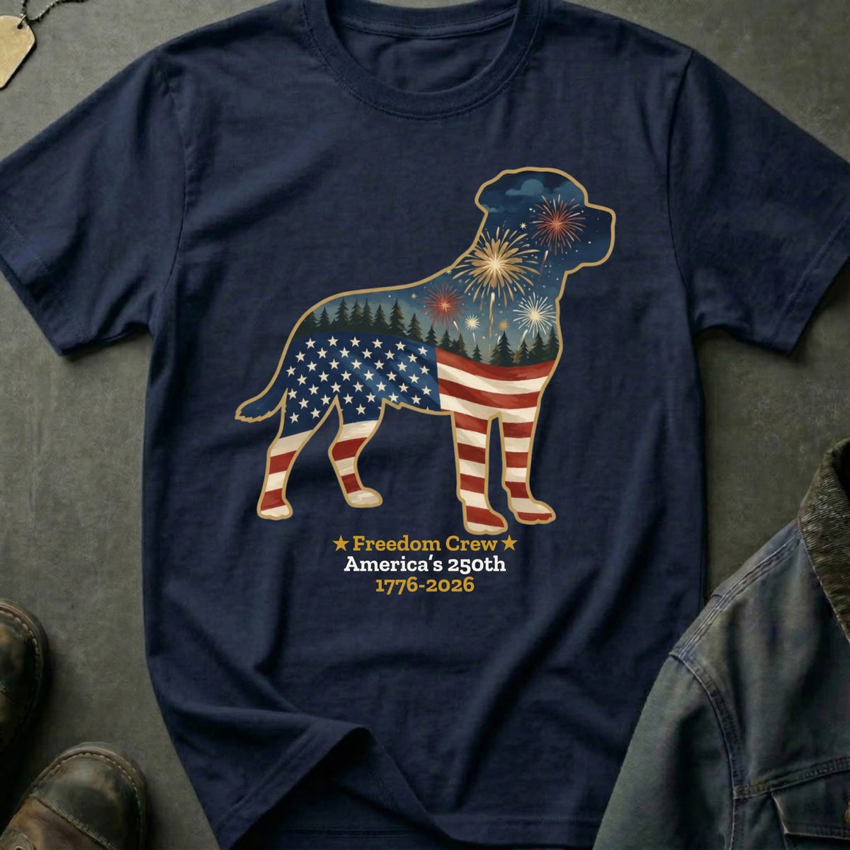 America 250th Freedom Crew Dog Shirt Patriotic USA Flag Labrador Clothes Gift For Dog Lovers - Otakuforge