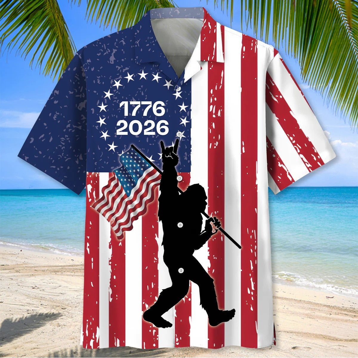 Bigfoot 1776 2026 Hawaiian Shirt USA Flag Aloha Shirt Gifts For Independence Day - Otakuforge