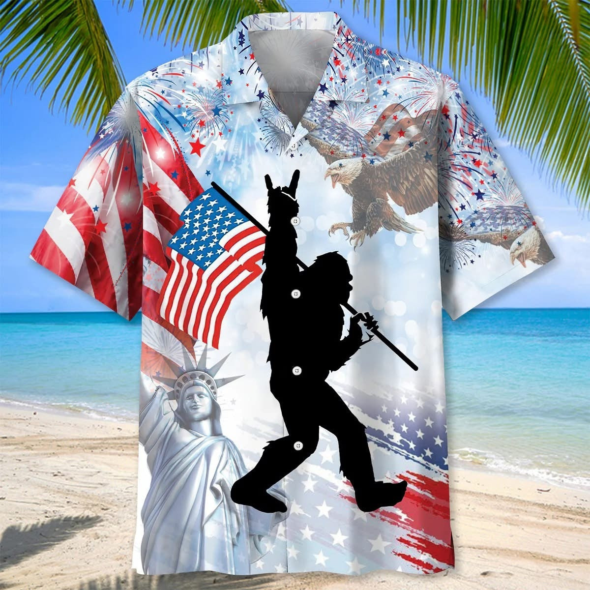 Bigfoot 250 Years Of Freedom 4th Of July Hawaiian Shirt Patriotic Aloha Shirt Gift For Men - Otakuforge