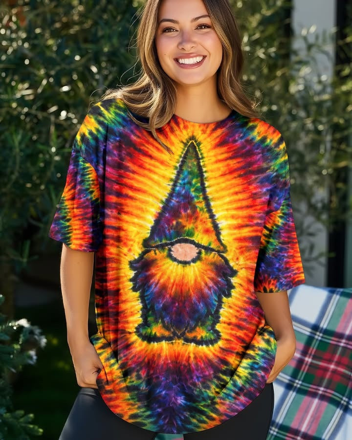 Gnome Hippie Tie-Dye Shirt Colorful Boho Merch Gift For Festival Lovers - Otakuforge