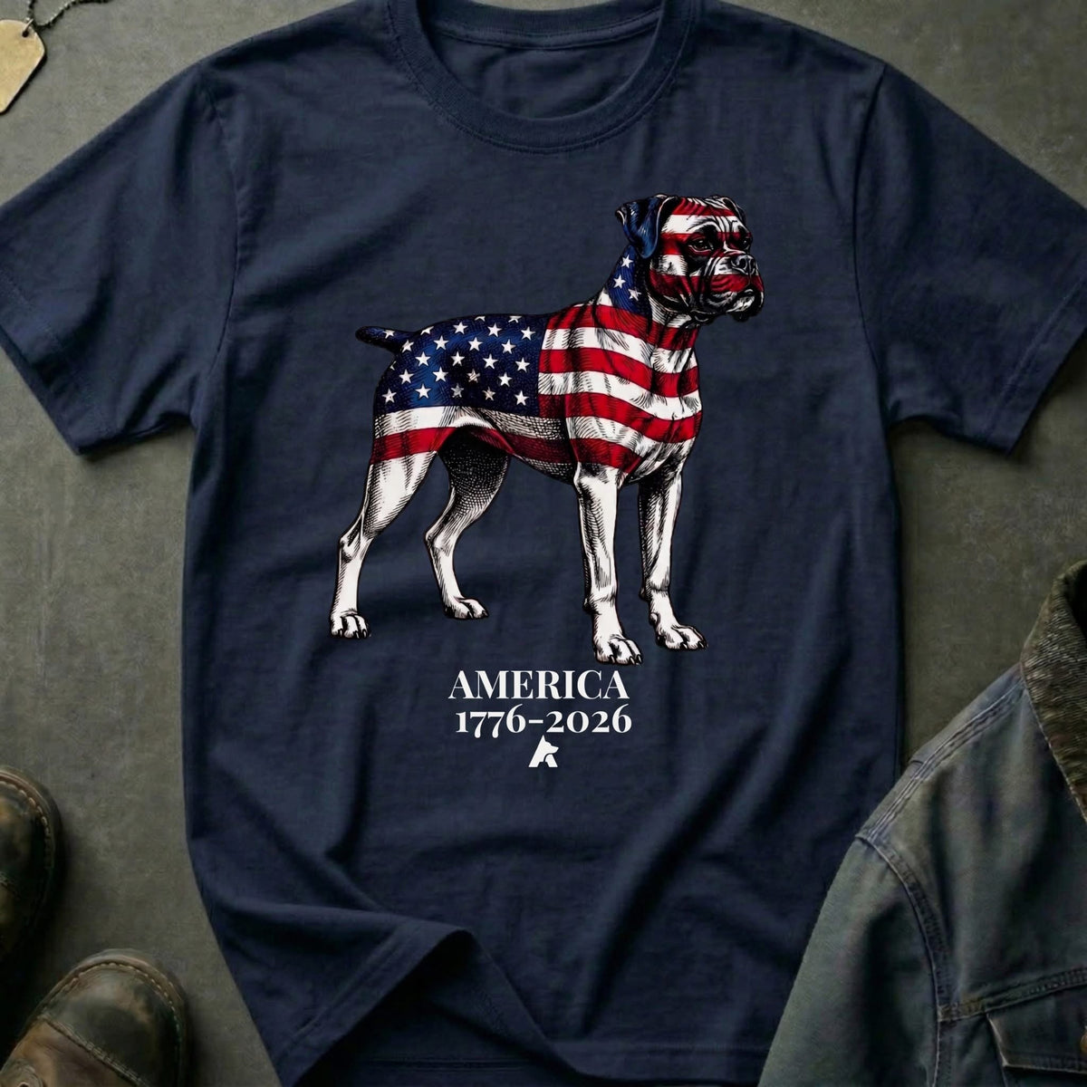 Boxer Iron Amd Stripes Shrit America 250th Anniversary Apparel Gift For Dog Lovers - Otakuforge