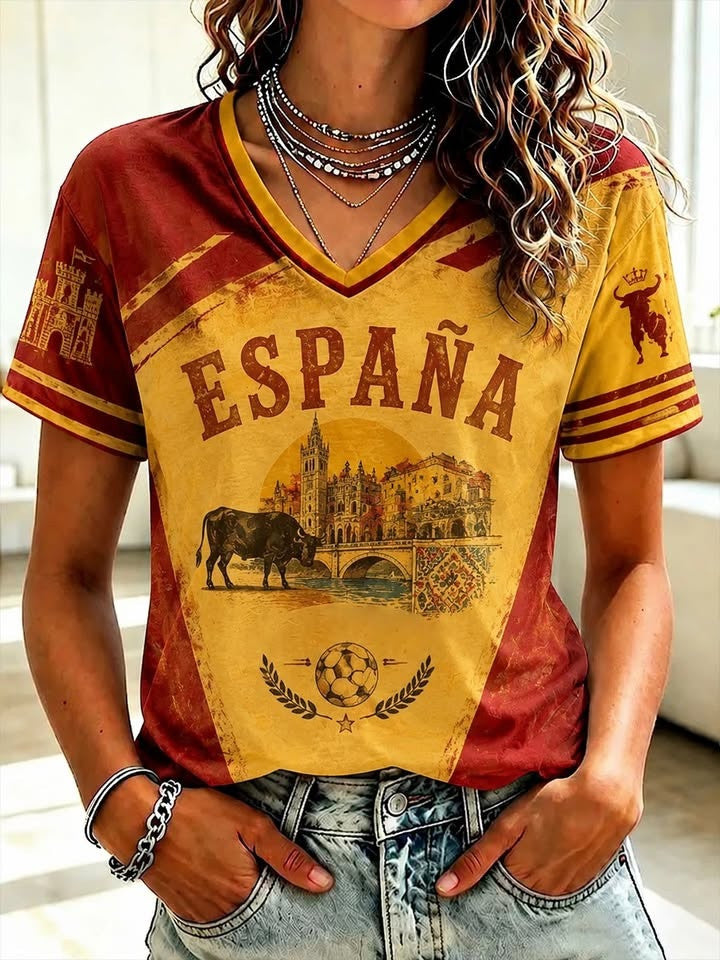 Spain Soccer World Cup 2026 V-Neck Shirt Game Day Clothing Gift For Football Lovers - Otakuforge