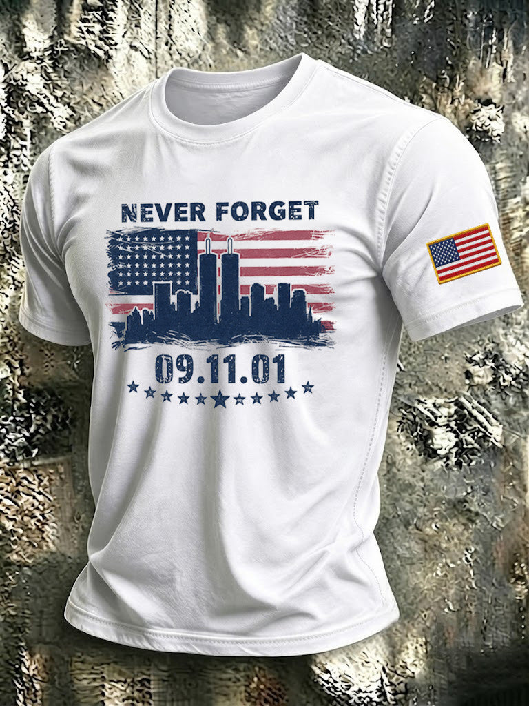 Never Forget 09 11 01 T-Shirt Twin Towers American Merch Gift For Gold Star - Otakuforge