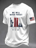 We Will Never Forget T-Shirt 9 11 01 Twin Towers Statue Of Liberty American Merch - Otakuforge
