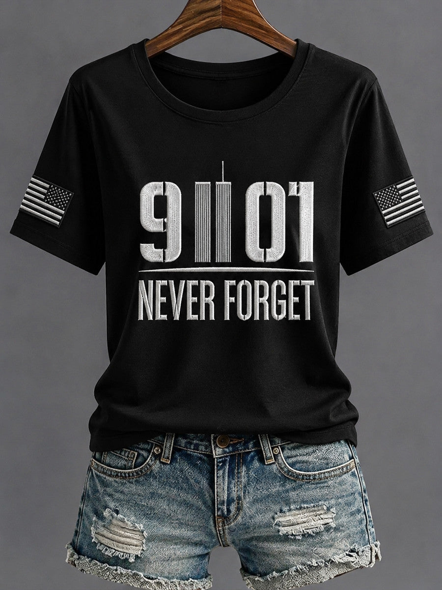 9 11 01 Never Forget T-Shirt Twin Towers American Merch Gift For 9-11 Wife - Otakuforge