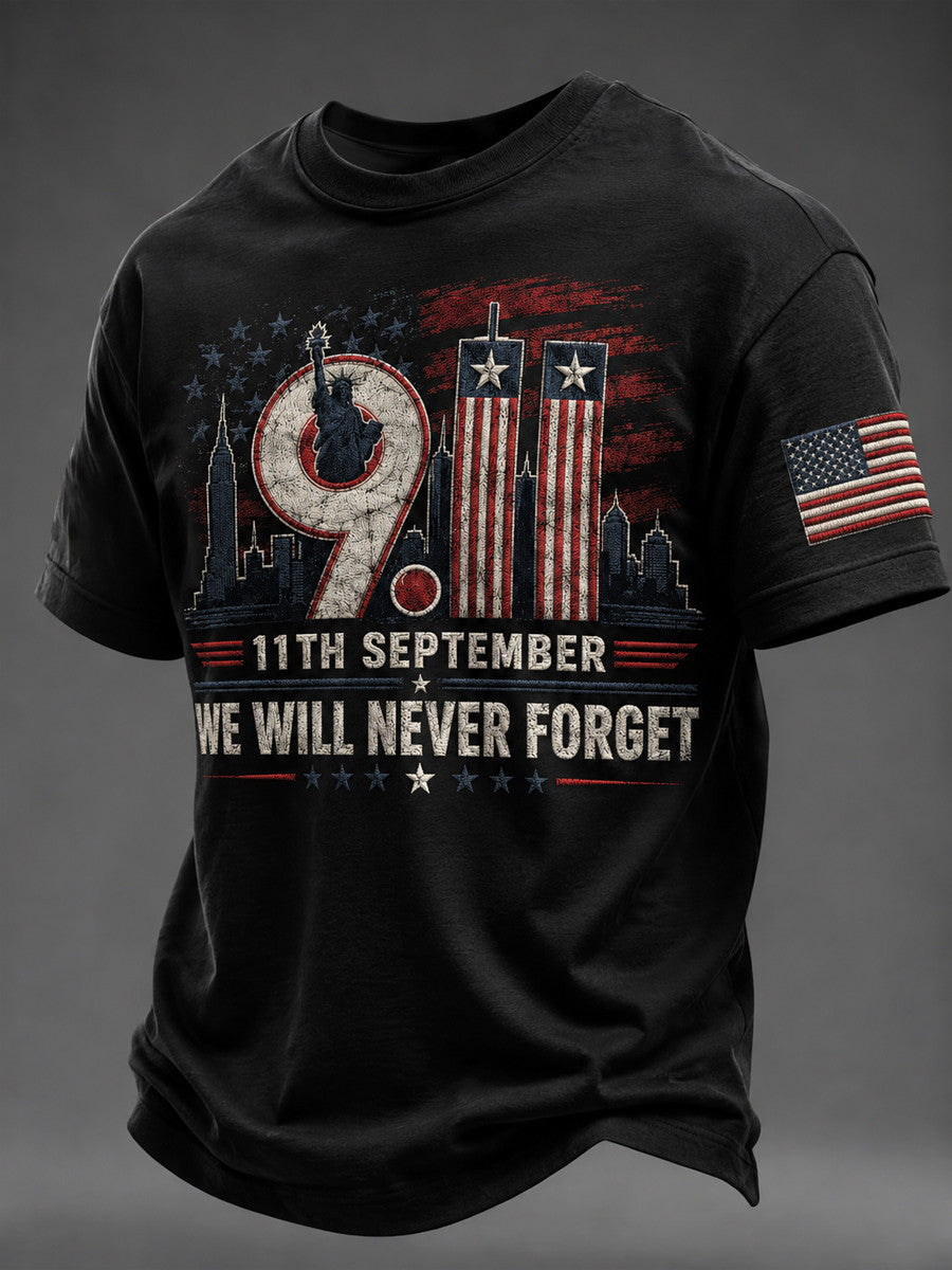 11th September We Will Never Forget T-Shirt 9 11 Twin Towers Statue Of Liberty Merch Fan Gift - Otakuforge