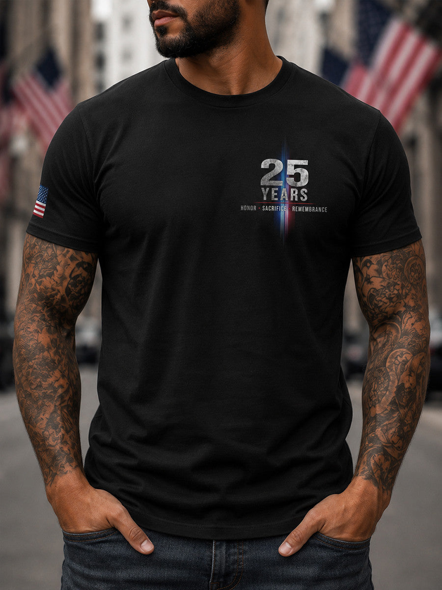 25 Years Honor Sacrifice Remembrance T-Shirt American Merch Unique Patriotic Gifts - Otakuforge