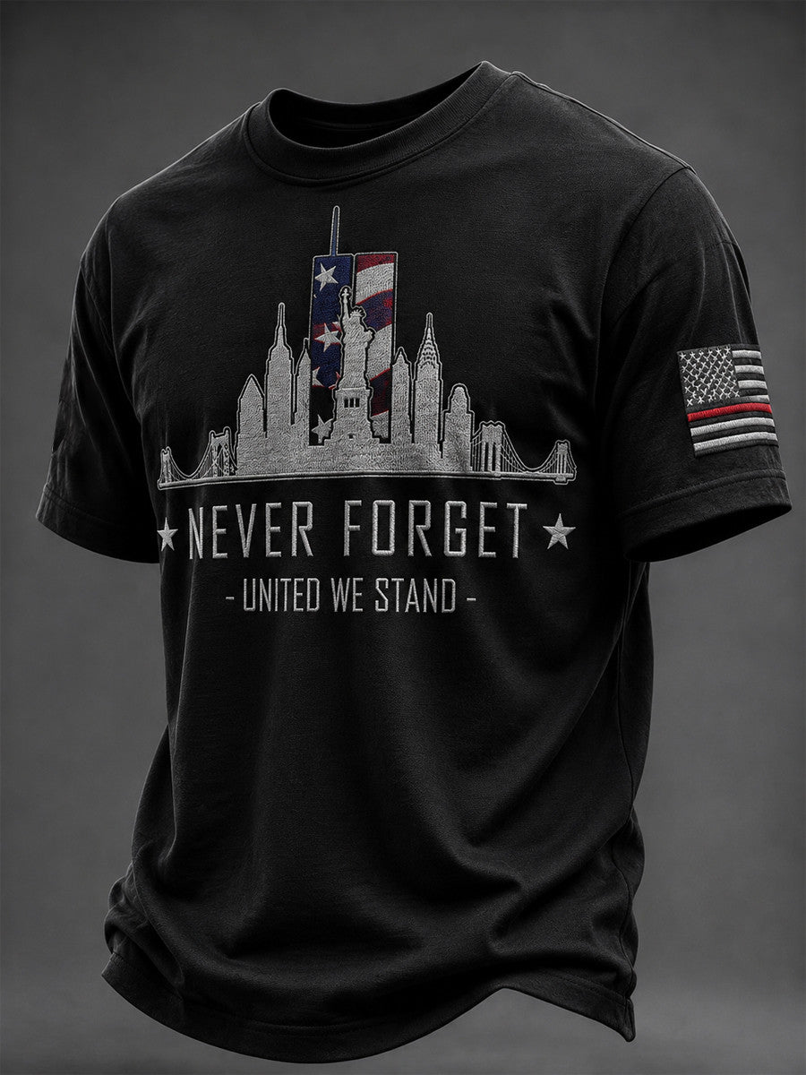 Never Forget United We Stand T-Shirt Skyline Twin Towers Statue Of Liberty Merch - Otakuforge