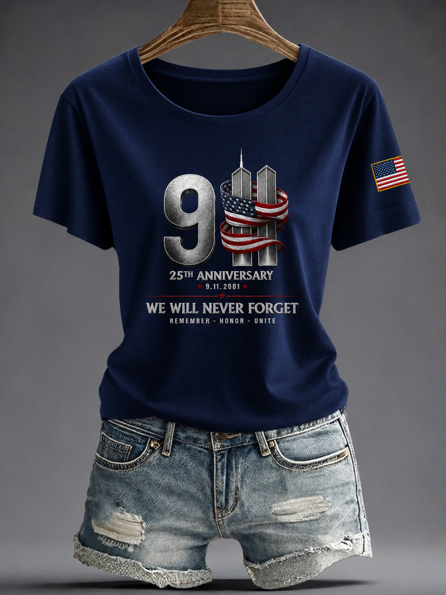 25th Anniversary 9 11 2001 T-Shirt Remember Honor Unite Merch Gift We Will Never Forget - Otakuforge