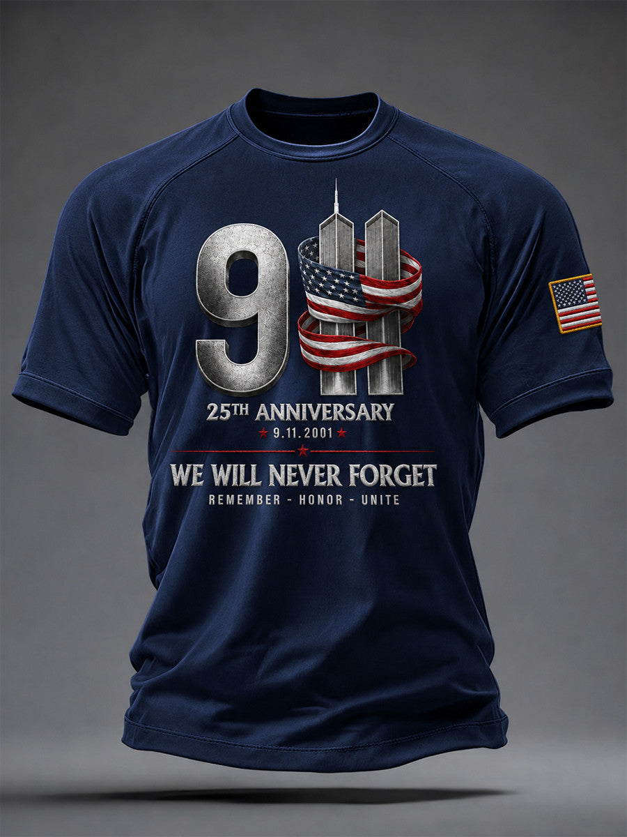 We Will Never Forget T-Shirt 9 25th Anniversary 9 11 2001 Remember Honor Unite Merch - Otakuforge