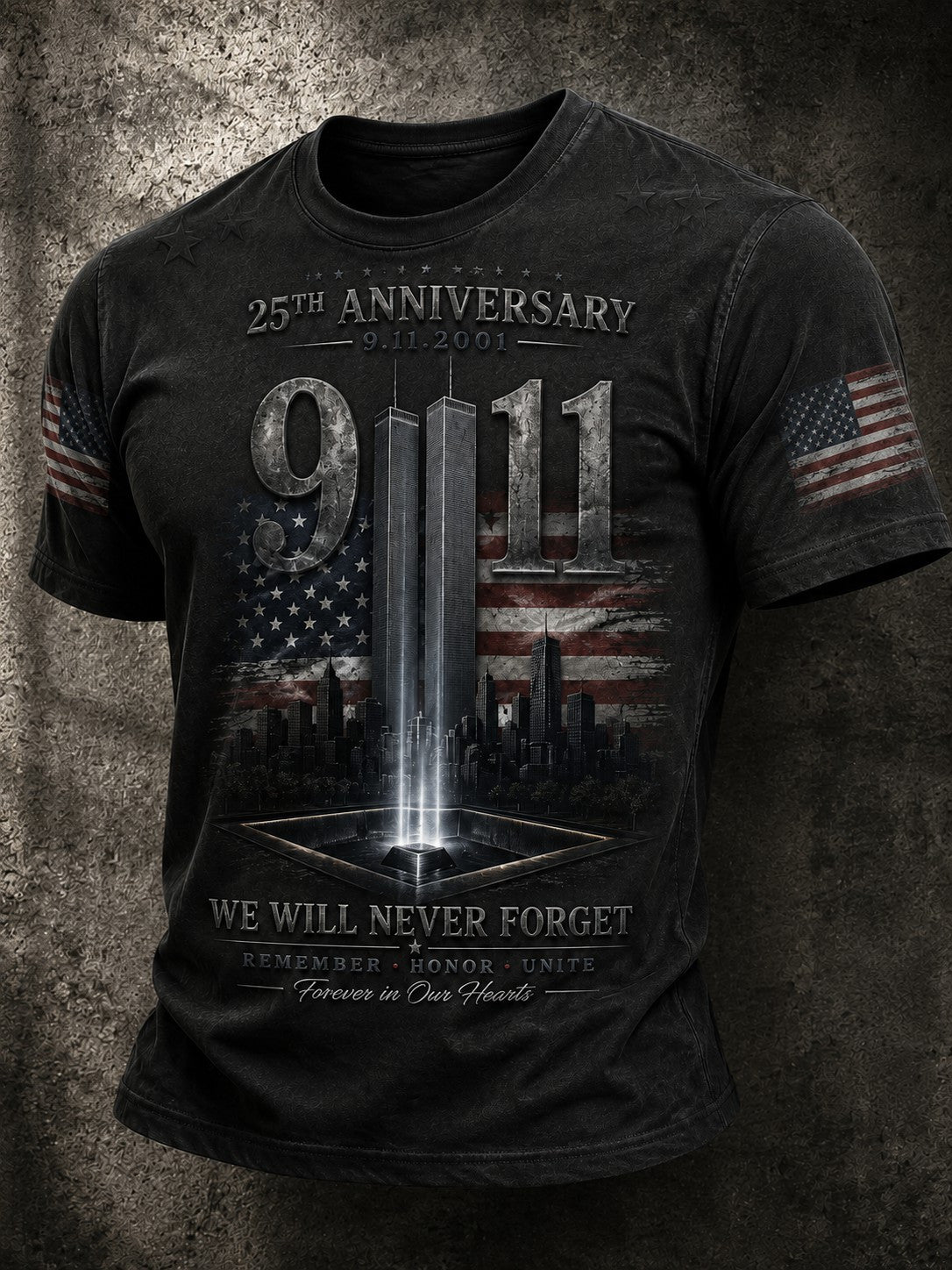 25th Anniversary 9 11 2001 911 T-Shirt We Will Never Forget Merch Gifts For Patriotic Dad - Otakuforge