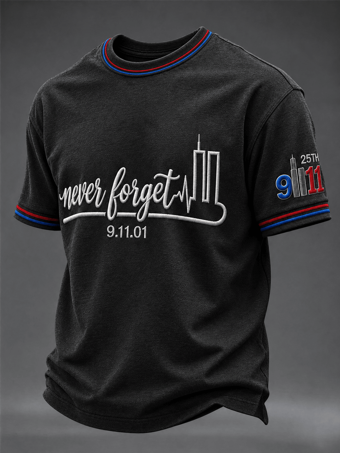 Never Forget 9 11 01 T-Shirt Twin Towers 25th Merch Patriotic Gifts For Dad - Otakuforge