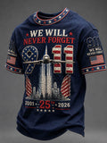 We Will Never Forget T-Shirt 911 Twin Towers Airplane American 2001 25th 2026 Merch - Otakuforge