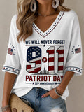 We Will Never Forget 9 11 25th Anniversary Cropped Long Sleeve Shirt Twin Towers Gift - Otakuforge