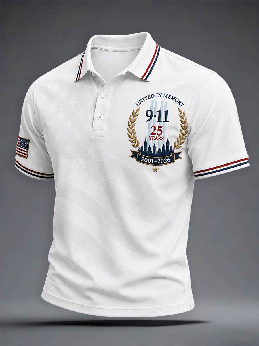 United In Memory 9 11 25 Years 2001-2026 Polo Shirt Twin Towers American Merch Patriotic Gifts - Otakuforge