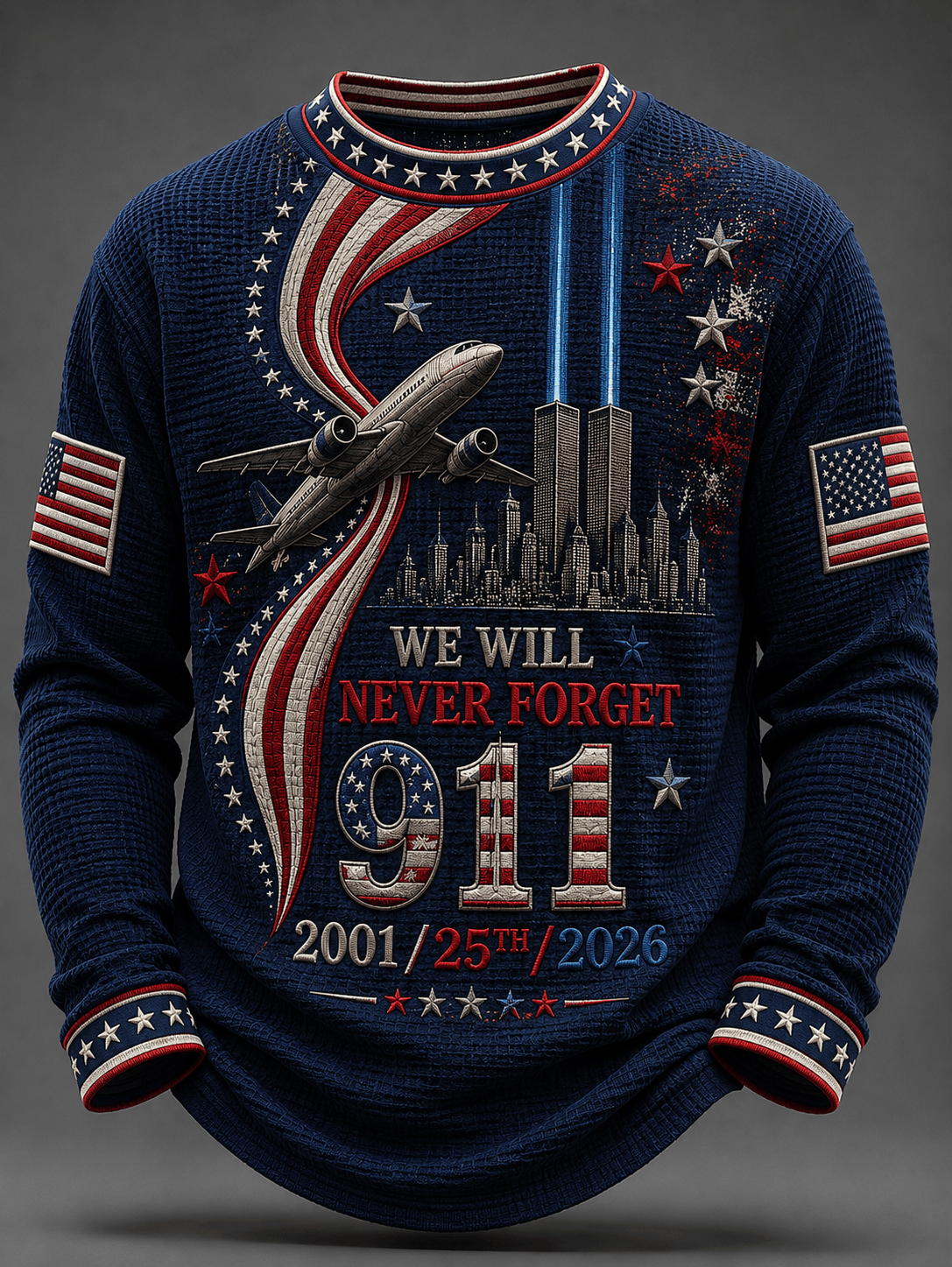 We Will Never Forget 911 Long Sleeve Shirt Twin Towers Airplane American 2001 25th 2026 Merch - Otakuforge