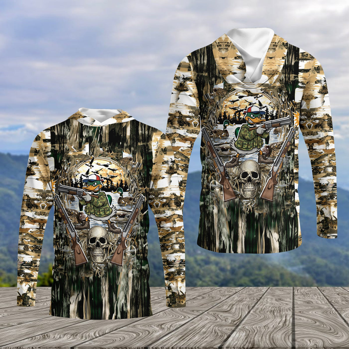Cartoon Angry Duck Grim Reaper Camouflage Hoodie Hunting Season Hoodie Hunters Gifts - Otakuforge