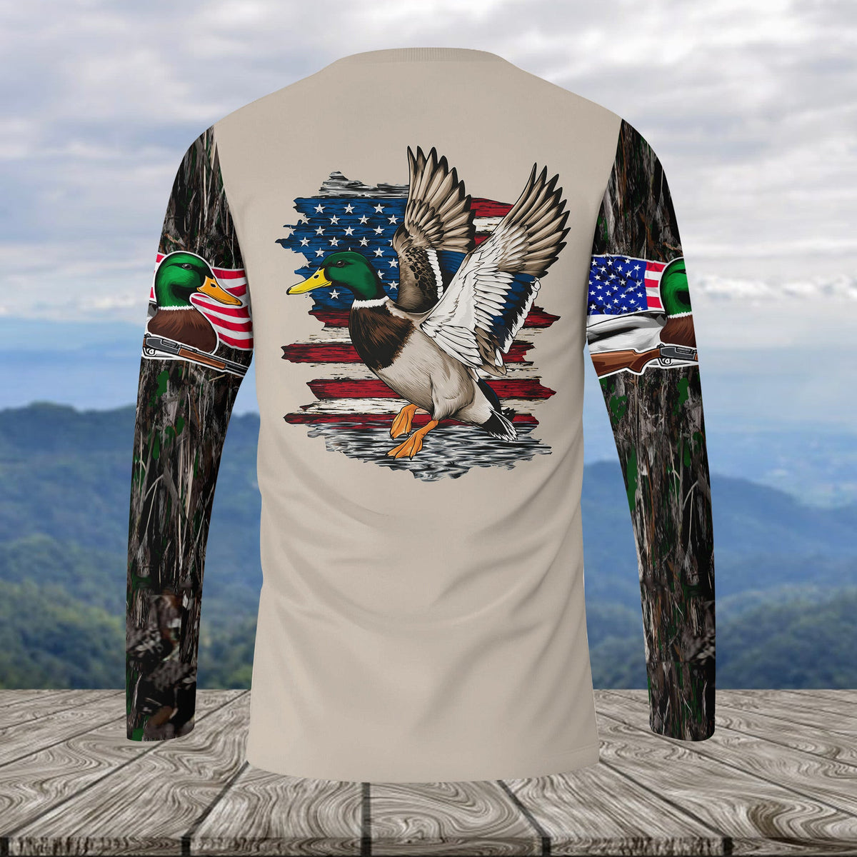 American Flag Mallard Duck Hunting Camo Long Sleeve Shirt Hunting Season Gift For Hunter - Otakuforge