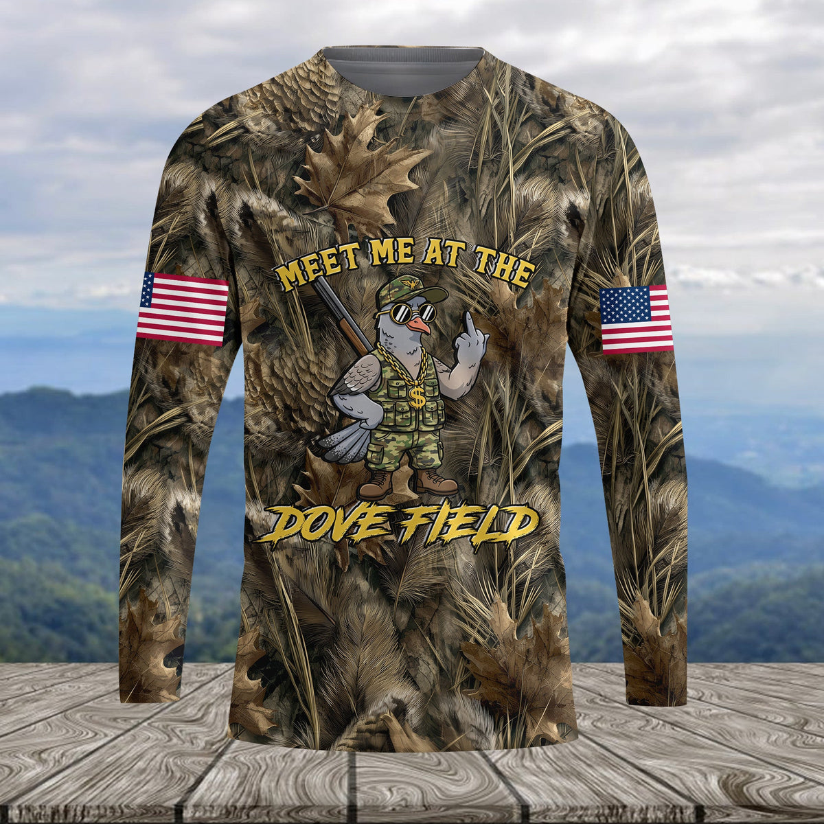 Meet Me At The Dove Field Camouflage Long Sleeve Shirt Funny Hunting Gift For Dad - Otakuforge